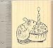 Hamster with Birthday Cupcake Rubber Stamp - Wood Mounted