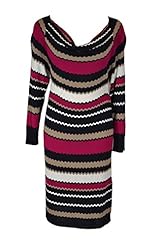 Viscose/Knit Striped Print Zig Zag  Dress