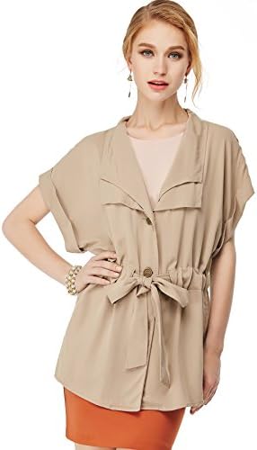 NAKED ZEBRA WOMEN'S TURN-DOWN COLLAR BUTTON JACKET TAN LARGE