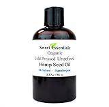 100% Pure Cold Pressed Organic Extra Virgin / Unrefined Hemp Seed Oil (Also Edible) - 8oz - Imported From Canada - Free Pump - Offers Relief From Dry & Cracked Skin, Eczema, Baby Eczema, Psoriasis, Dermatitis, Rosacea & All Common Skin Conditions, Best Natural Moisturizer - 100% Natural, Vegan, Chemical & Preservative Free - By Sweet Essentials