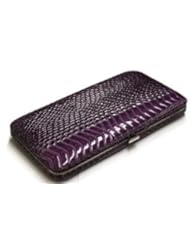 PURPLE SNAKE SKIN HARD CASE FLAT WALLET CLUTCH BY DESIGNSK