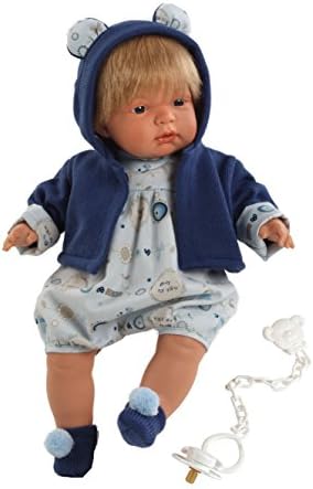 Llorens Crying Baby Boy Doll Sasha with Blue Sweater 38289