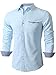 Emiqude Mens Casual Slim Fit Long Sleeve Pocket Inner Contrast Plaid Dress Shirt