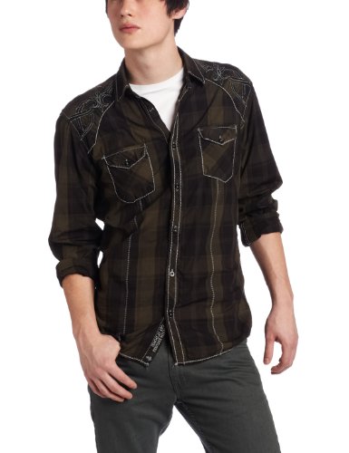 Roar Men's Results Button Down Shirt, Brown, X-Large