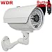 Professional Waterproof Outdoor Camera, 1/3" SONY CCD, 600 TV lines. 3.6mm lens, 48pcs IR LED, 131 ft IR Distance. WDR(Wide Dynamic Range). OSD Menu. Low Illumination 0 Lux (with IR LED on).