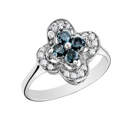 Buy 1/2 Ct. Blue & White Diamond Ring In White Gold