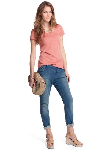 edc by ESPRIT Damen T-Shirt, 042CC1K014, Gr. 40 (L), Rosa (sunkissed peach 695) Preisvergleich