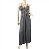 Gray Empire Waist Deep Cut Plus Size Maxi Dress