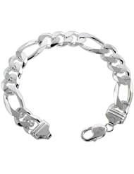Sterling Silver Italian Figaro Chain Necklaces & Bracelets 13mm Heavy weight Beveled Edges Nickel Free, sizes 8 - 30 inch