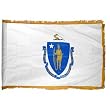 Massachusetts 3x5ft Nylon Flag with Indoor Pole Hem and Fringe