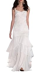 V-neck Mermaid Charmeuse/Chiffon Lace Cap Sleeves Sleeveless  Dress