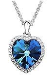 Kzafrance Collection "Fête des Mères" Collier Titanic Coeur de lOcéan en Cristal Swarovski, chaîne en Plaqué Or Blanc 18 Carats et Boîte Cadeau (Bleu Océan)