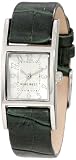 Nine West Women's NW1179SVGN Silver-Tone White Dial Green Strap Watch