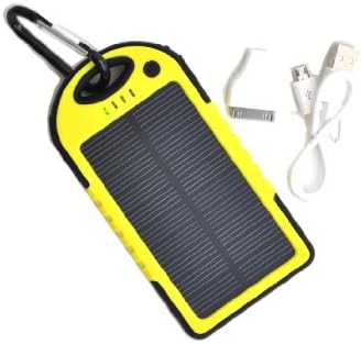 Weatherproof Solar Phone Charger. External Battery Pack for Iphone, Android, Galaxy, Ipod. Portable Phone Charger with High Capacity Power Bank (5.000 Mah). This Portable Cell Phone Charger Is Water-resistant, Dustproof and Shockproof. Great for Outdoor Use (Boating, Hiking, Camping, Beach). The Power Bank Can Be Charged Via the Solar Panel or Through an External Power Source (Usb Ac Adapter). You May Also Use It As an Ipad Solar Charger or Power Bank. (Yellow)
