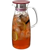 FORLIFE Mist Glass Ice Tea Jug , 50-Ounce, Red