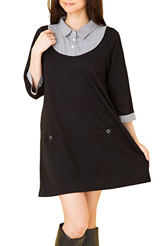 (Goldjapan)ゴールドジャパン 大きいサイズ レディース シャツワンピース 半袖 半そで 七分袖 7分袖 ミニワンピース ミニ丈ワンピース ミニワンピ チュニック Aライン 体型カバー フォーマル パーティー ドレス 結婚式 二次会 入学式 入園式 カジュアル エレガント きれいめ ワンピ エレガント l3-46630