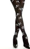 Cross Bone Print Opaque Tights - Adult Black/White Adult