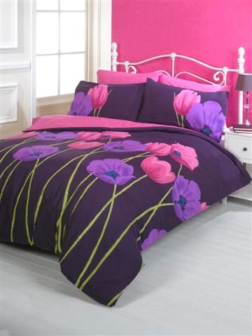 Tulip Plum Pink Double Bed Size Duvet Cover Quilt Set