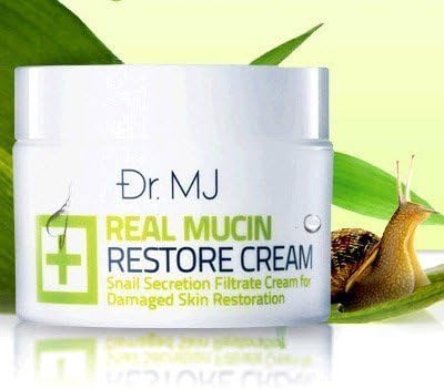 Dr.MJ Real Mucin Restore Cream White cream snail treat acne, reduce the appearance of dark spots and dark uneven skin tone, wrinkles and scars caused by acne, 50 ml. by kaorea