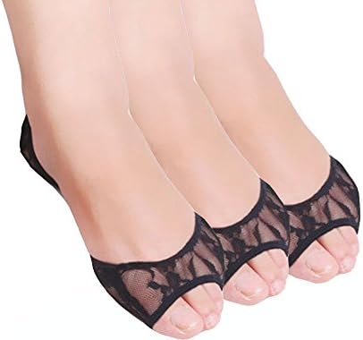 CAcB Women's Lowest Cut Toeless Socks w/Forefoot Cushion &amp; Silicone Heel