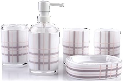 Home Story Bathroom Grid Bath Accessories Sets (5, White)