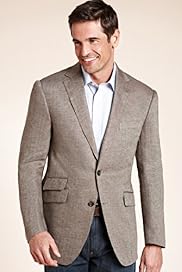 Luxury Sartorial Pure Linen Herringbone Check Worsted Jacket