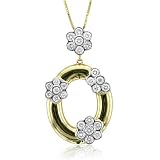 14k Two Tone Gold Flower Oval Drop Diamond Pendant Necklace (G-H, SI-I, 0.75 carat)