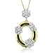 14k Two Tone Gold Flower Oval Drop Diamond Pendant Necklace (G-H, SI-I, 0.75 carat)
