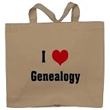 I Love/Heart Genealogy Totebag (Cotton Tote / Bag)