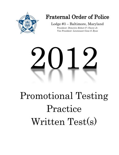 Fraternal order of police lodge#3 Promotional Testing Written Practice Test (2012)