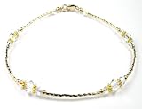 Crystal Diamond April 14kt Gold Filled Adjustable Birthstone Beaded Anklets.
