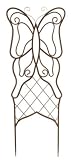 60" Brown French-Country Curling Butterfly and Diamond Grate Iron Garden Trellis