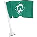       WERDER BREMEN      AUTOFAHNE    Hochwertig verarbeitete Autofahne. Besonders strapazierf�higes 
Fahnenmaterial (120 D Polyester). 4-fach abgen�hter Rand gegen Ausfransung. Besonders stabiler 
Kunststoffstab als Halterung mit rei�fester Ummantelung.        