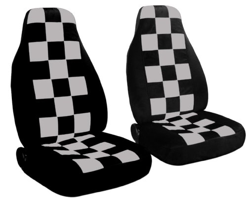 1988 Ford Mustang LX coupe seat covers. One front set of seat covers headrest included. Black and silver checkered seat covers with a black border