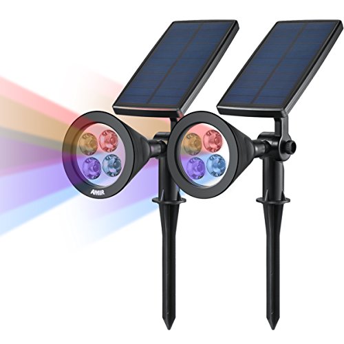 [Upgraded Battery] Amir® 2 PCS Solar Light, 360° Adjustable Solar LED Outdoor Spotlight, Super Bright Wall Light, Outdoor Landscape Light, Waterproof Security Night Light (Changing Color)