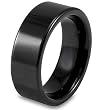 Pipe-Cut Black Plated Polished Tungsten Carbide Ring (8.0mm) - Sizes 8 - 13