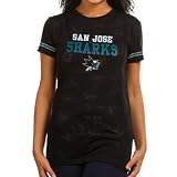 NCAA San Jose Sharks Ladies Stardust Burnout Sleep T-Shirt - Black (Small)