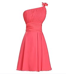 2015 Chiffon/Satin Pleated One Shoulder Short Evening Dress/Bridesmaid Dress 