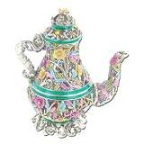 Antique Filigree Green Teapot Jeweled Trinket Box