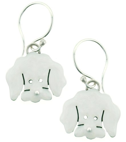 Bichon Frise Enamel & Sterling Silver Dangle Dog Earrings