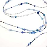 Image of Oliver Weber 8851Blu Rhodium Plated Metal Swarovski Crystal Ladies Blue Necklace