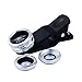 New Clip Lens Apexel 3 in 1 Phone Lens Kit 180 Degree Fisheye + 0.65x Supreme Wide Angle + 10x Macro Lens for Iphone Samsung Phones Tablets Silver