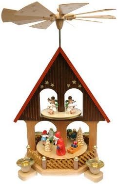 Wood 2 Tier House with Santa Pyramid