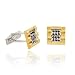 Designer Two Tone Vermeil (24k Gold over Sterling Silver) and Silver Rolex Style Black cz Mens Cuff Links Cufflink