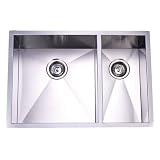 Elements of Design KUS292010DBNL 18 Gauge 29-Inch-by-20-1/16-Inch-by-10-Inch Double Bowl Stainless Steel Undermount Kitchen Sink, Brushed Nickel