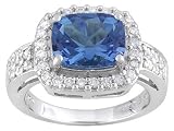 2.79CT BELLA LUCE ZANDRITE(TM) WITH .97CTW WHITE DIAMOND SIMULANT STERLING SILVER RING
