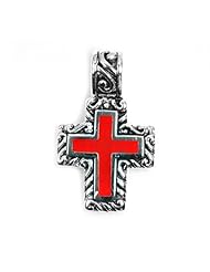 Sterling Silver Vintage Carnelian Cross Pendant Gift Charm Pure 925 New 20mm with 0.8mm Snake Chain