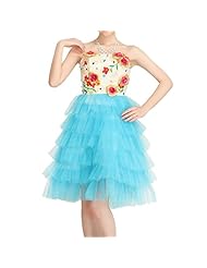 Girls Strapless Chiffon Floral Print Evening Dress/Bridesmaid Dress 