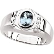 14K White Gold Man's Sky Blue Topaz and Diamond Ring