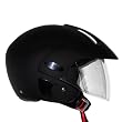 Motorcycle Scooter Open Face Helmet DOT - Rubber Black (Medium)